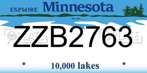 ZZB2763 Minnesota License Plate