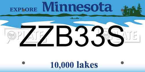 ZZB33S Minnesota License Plate