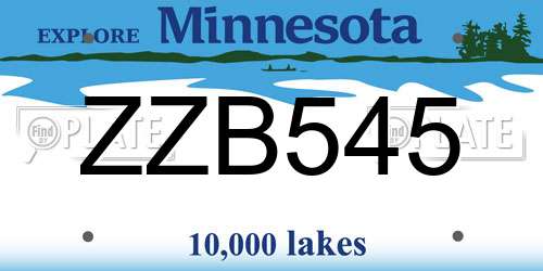 ZZB545 Minnesota License Plate