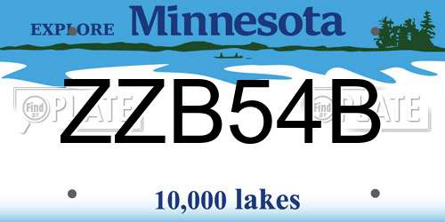 ZZB54B Minnesota License Plate