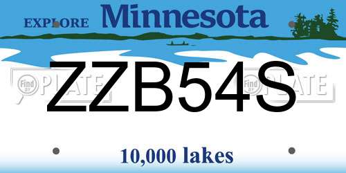 ZZB54S Minnesota License Plate