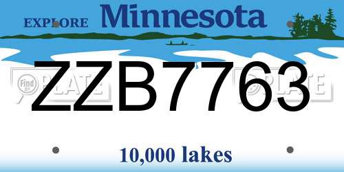 ZZB7763 Minnesota License Plate