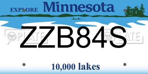 ZZB84S Minnesota License Plate