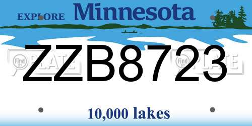 ZZB8723 Minnesota License Plate
