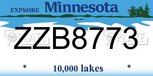 ZZB8773 Minnesota License Plate