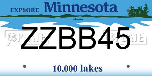 ZZBB45 Minnesota License Plate