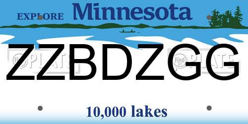 ZZBDZGG Minnesota License Plate