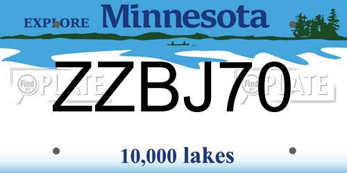 ZZBJ70 Minnesota License Plate
