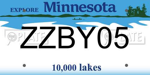 ZZBY05 Minnesota License Plate