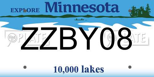 ZZBY08 Minnesota License Plate