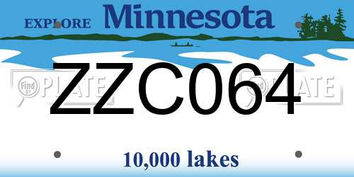 ZZC064 Minnesota License Plate