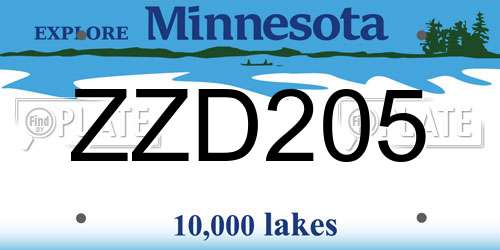 ZZD205 Minnesota License Plate