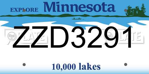 ZZD3291 Minnesota License Plate