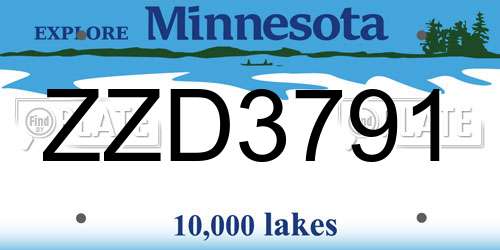 ZZD3791 Minnesota License Plate