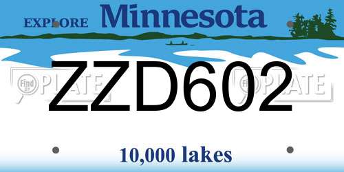 ZZD602 Minnesota License Plate