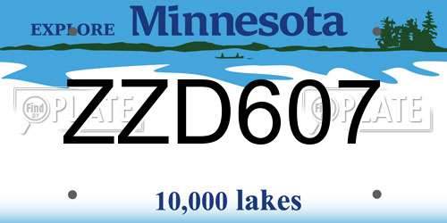 ZZD607 Minnesota License Plate