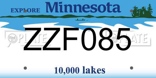 ZZF085 Minnesota License Plate