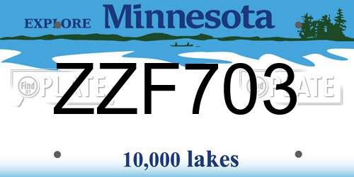ZZF703 Minnesota License Plate