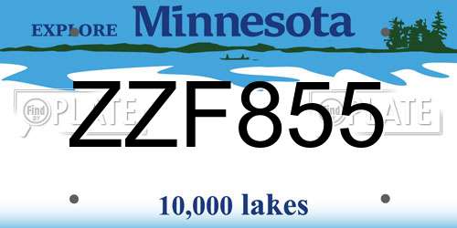 ZZF855 Minnesota License Plate