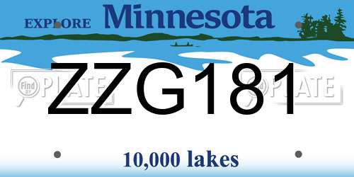 ZZG181 Minnesota License Plate