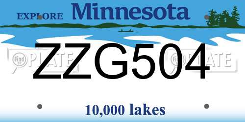 ZZG504 Minnesota License Plate