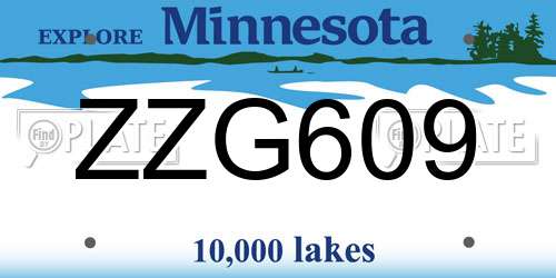 ZZG609 Minnesota License Plate