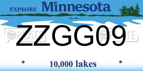 ZZGG09 Minnesota License Plate