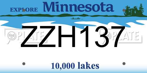 ZZH137 Minnesota License Plate