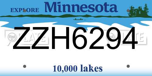 ZZH6294 Minnesota License Plate