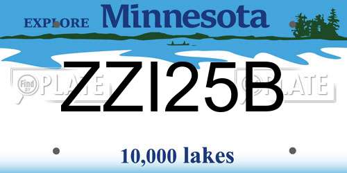 ZZI25B Minnesota License Plate