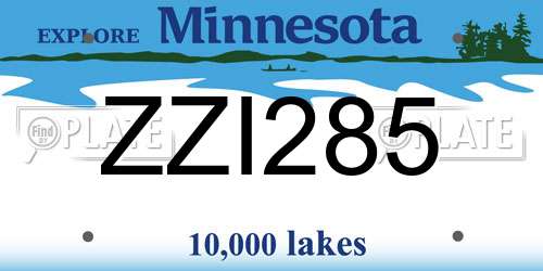 ZZI285 Minnesota License Plate