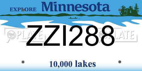 ZZI288 Minnesota License Plate