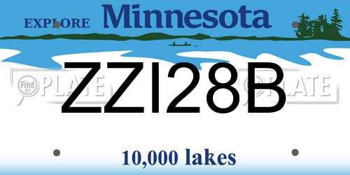 ZZI28B Minnesota License Plate