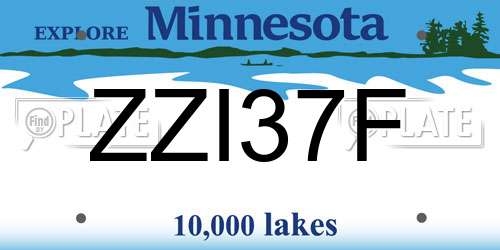 ZZI37F Minnesota License Plate