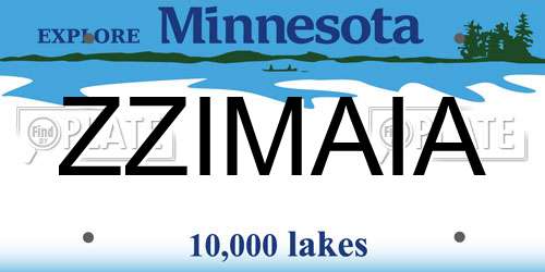 ZZIMAIA Minnesota License Plate