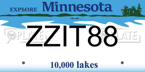ZZIT88 Minnesota License Plate