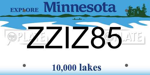 ZZIZ85 Minnesota License Plate
