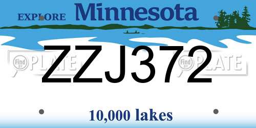 ZZJ372 Minnesota License Plate