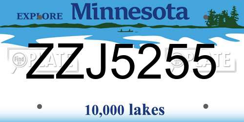 ZZJ5255 Minnesota License Plate