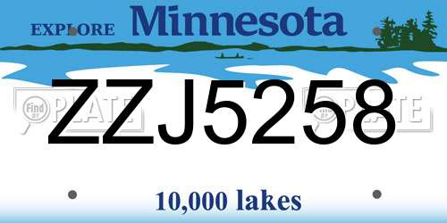 ZZJ5258 Minnesota License Plate