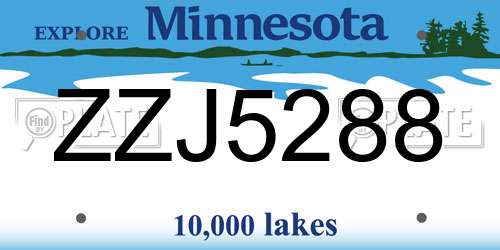 ZZJ5288 Minnesota License Plate