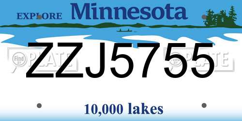 ZZJ5755 Minnesota License Plate