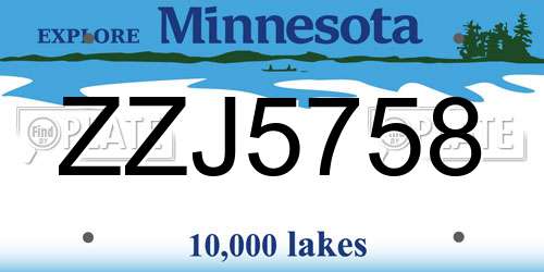 ZZJ5758 Minnesota License Plate