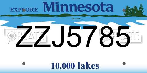 ZZJ5785 Minnesota License Plate