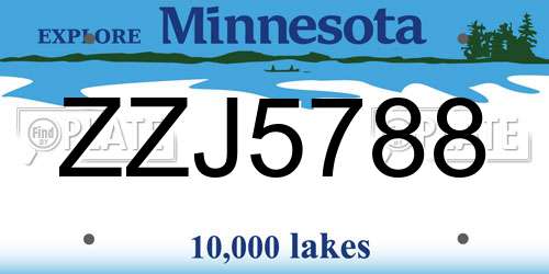 ZZJ5788 Minnesota License Plate