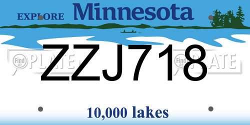 ZZJ718 Minnesota License Plate