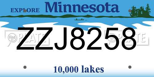 ZZJ8258 Minnesota License Plate