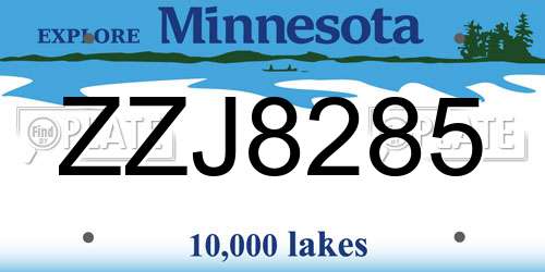 ZZJ8285 Minnesota License Plate