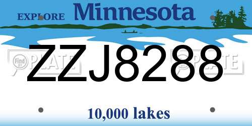 ZZJ8288 Minnesota License Plate