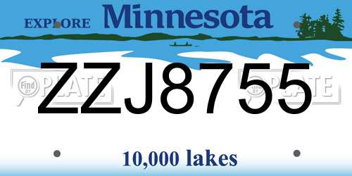 ZZJ8755 Minnesota License Plate